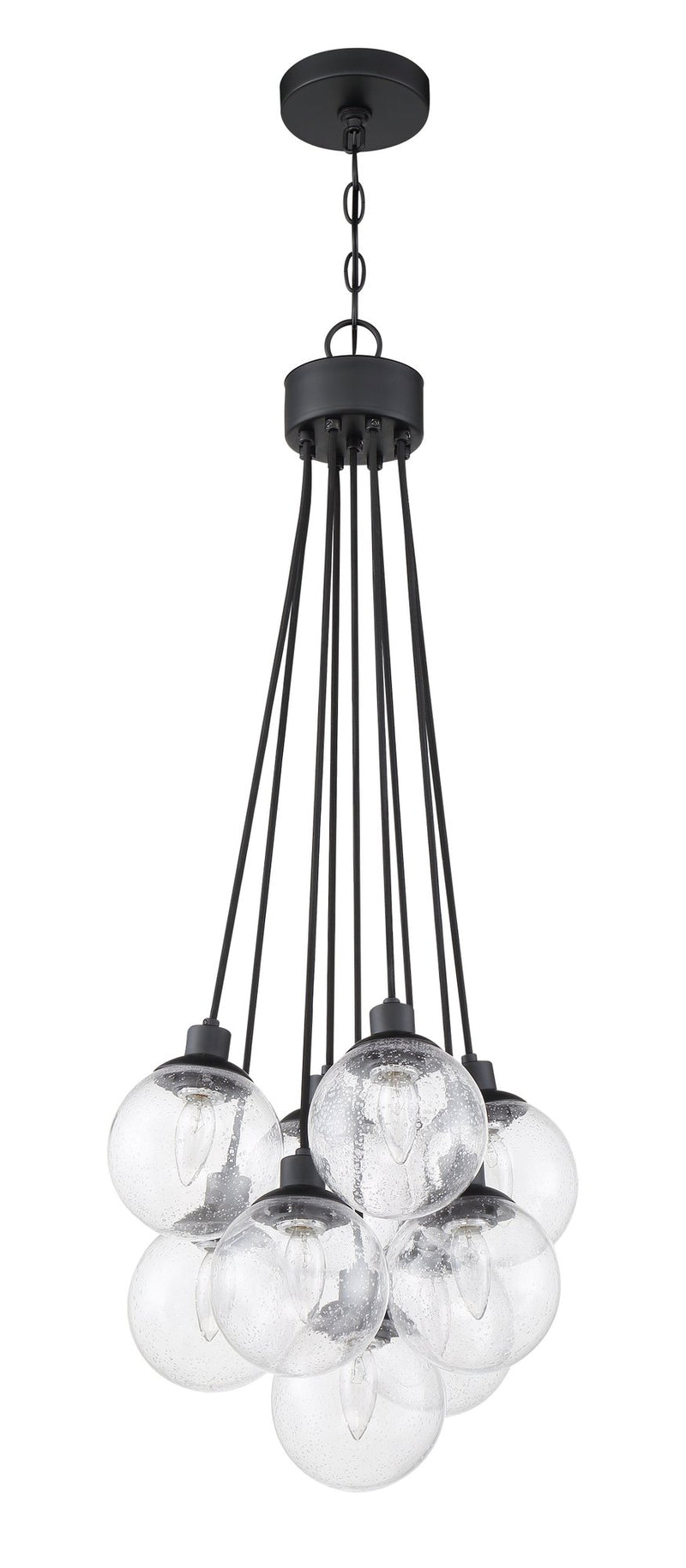 Que 9 Light 16.25" Pendant in Flat Black