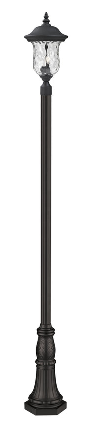 Armstrong 3 Light 12.375" Outdoor Post Mount Fixture in Black, 96" Cast Post, 13" Base