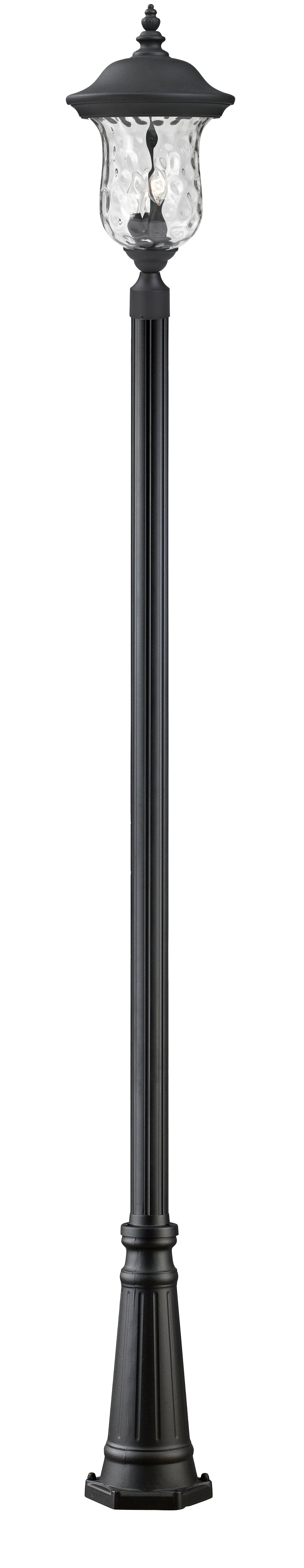 Armstrong 3 Light 12.375" Outdoor Post Mount Fixture in Black, 96" Cast Post, 10" Base