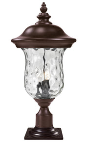 Armstrong 3 Light 12.375" Outdoor Post Mount Fixture in Bronze, Pier Mount, 6" Base
