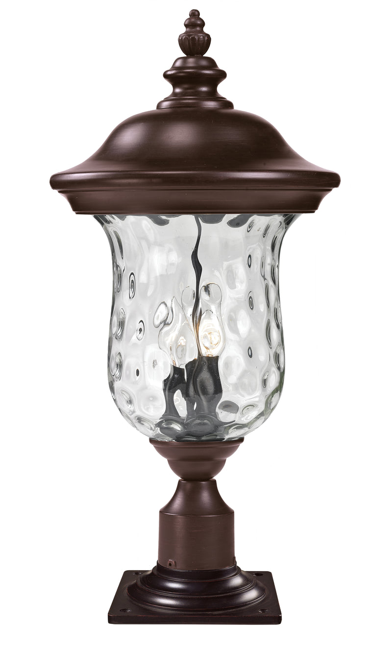 Armstrong 3 Light 12.375" Outdoor Post Mount Fixture in Bronze, Pier Mount, 6" Base