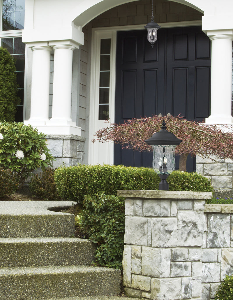 Armstrong 3 Light 12.375" Outdoor Post Mount Fixture in Black, Post Top Only in a room setting