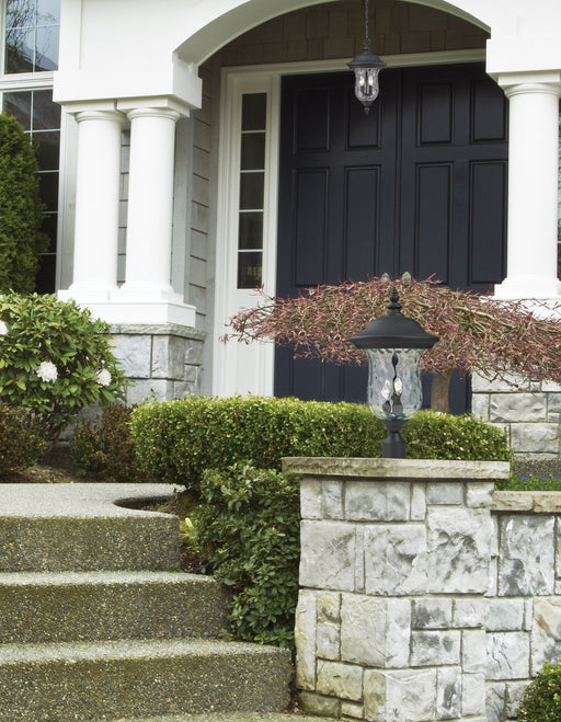 Armstrong 3 Light 12.375" Outdoor Post Mount Fixture in Black, Post Top Only in a room setting