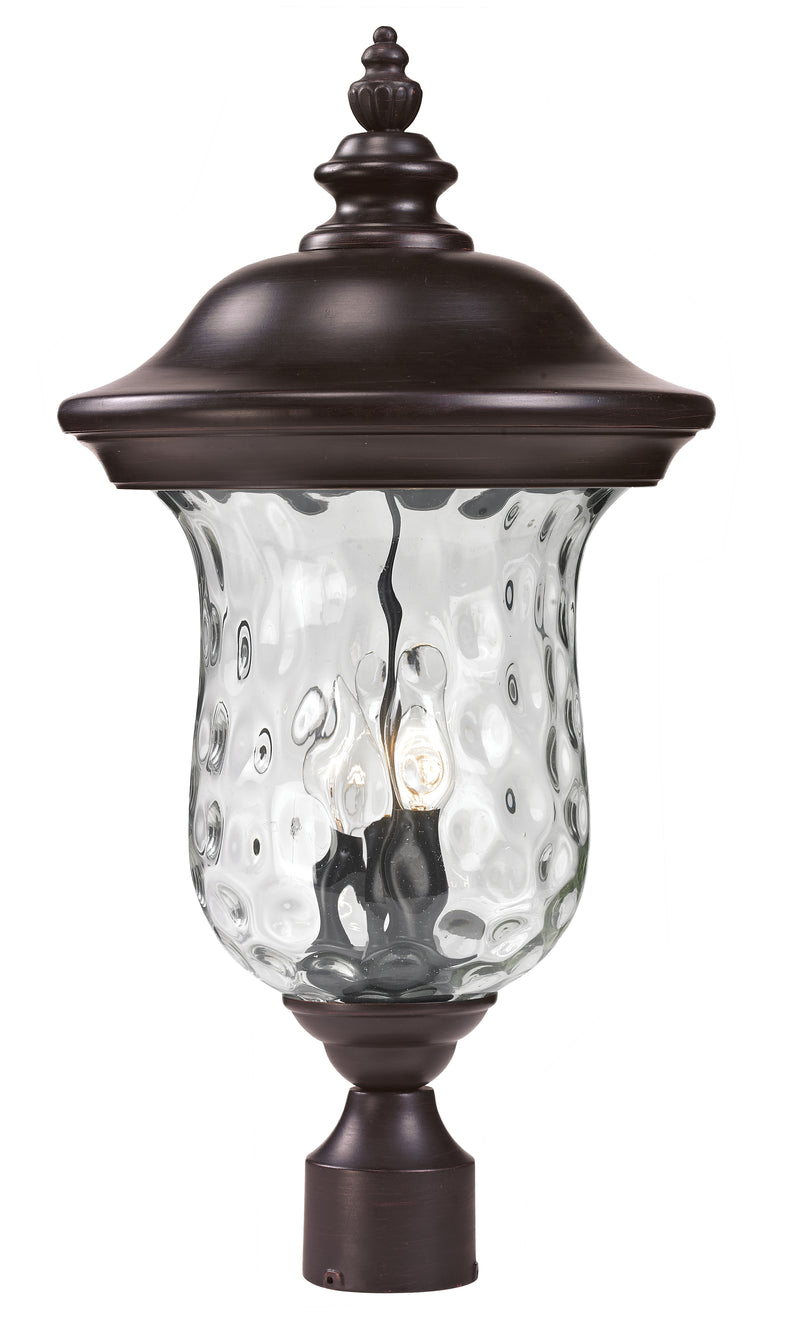 Armstrong 3 Light 12.375" Outdoor Post Mount Fixture in Bronze, Post Top Only
