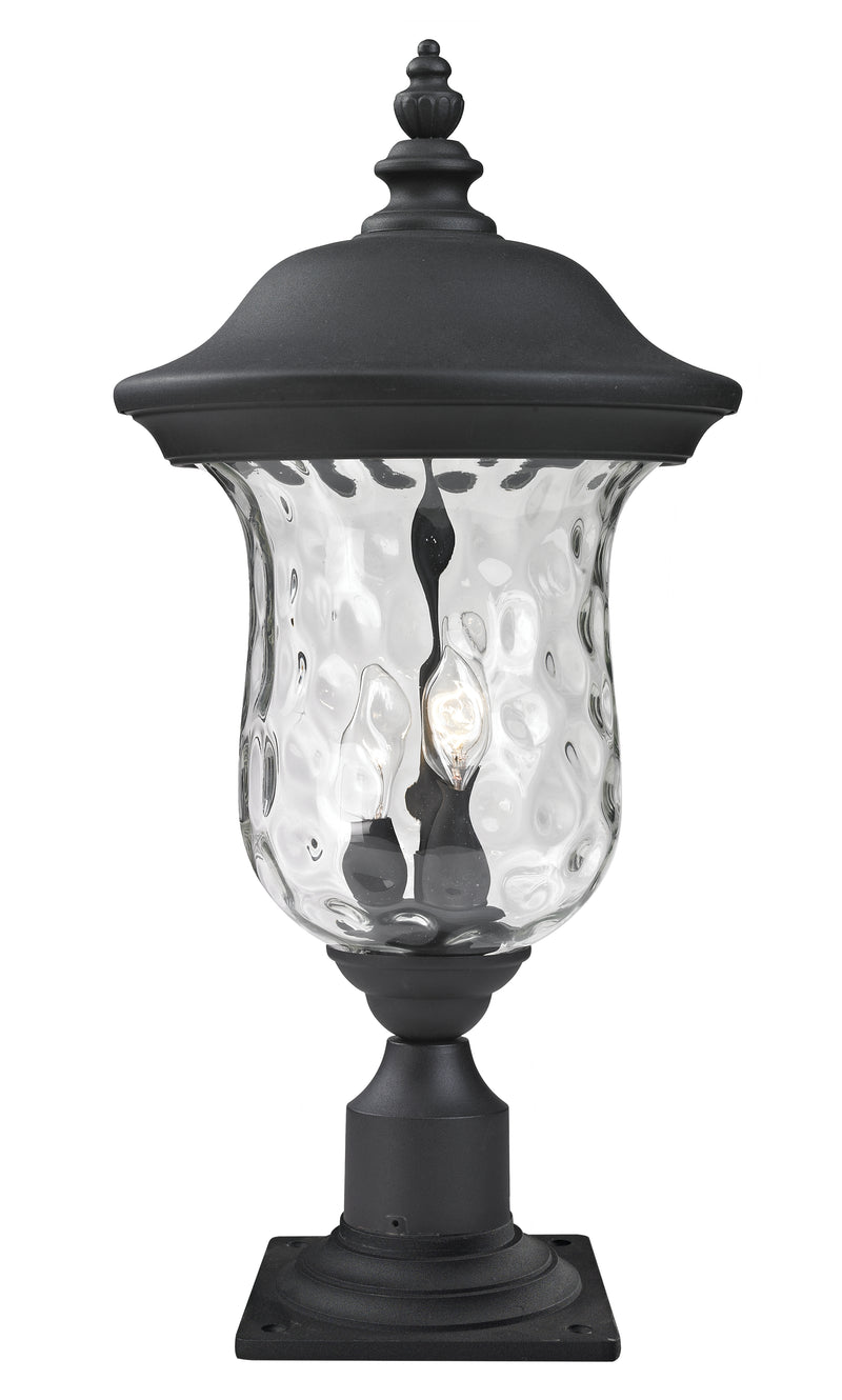 Armstrong 2 Light 10" Outdoor Post Mount Fixture in Black, Pier Mount, 6" Base