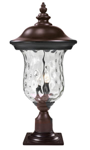Armstrong 2 Light 10" Outdoor Post Mount Fixture in Bronze, Pier Mount, 6" Base