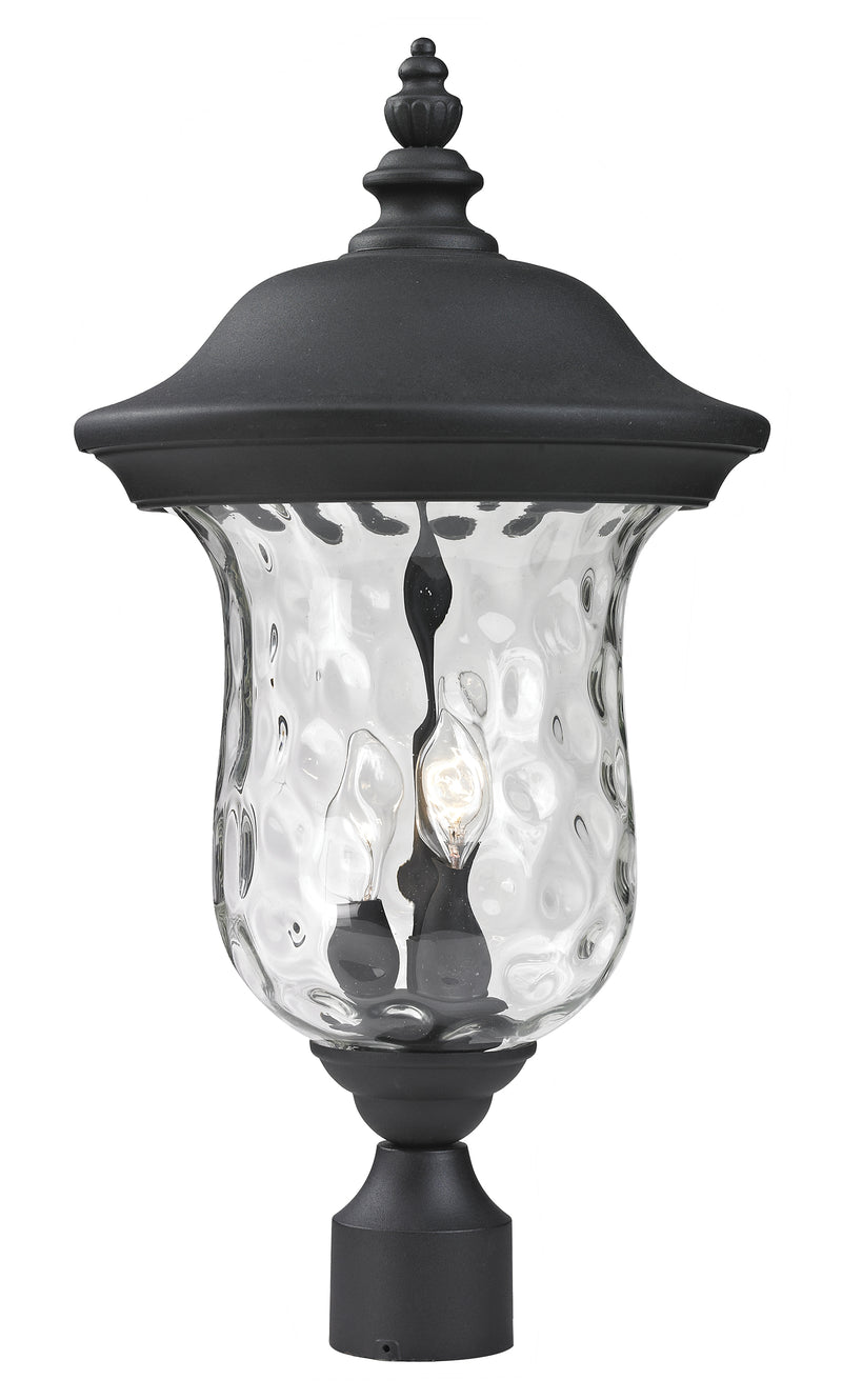 Armstrong 2 Light 10" Outdoor Post Mount Fixture in Black, Post Top Only