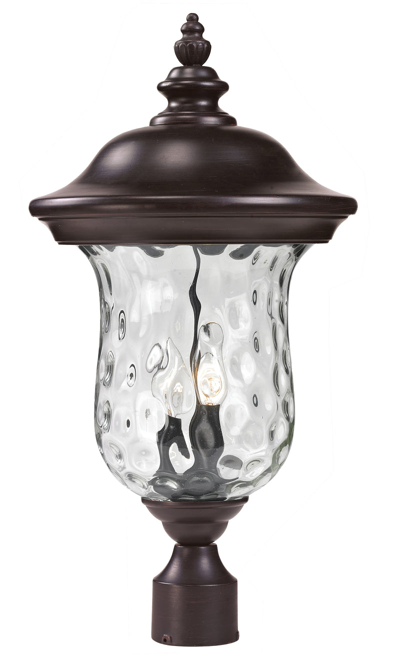 Armstrong 2 Light 10" Outdoor Post Mount Fixture in Bronze, Post Top Only