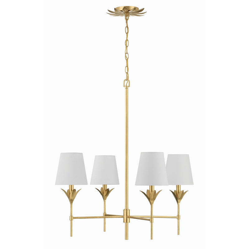 Broche 4 Light 28" Chandelier in Antique Gold