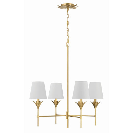 Broche 4 Light 28" Chandelier in Antique Gold