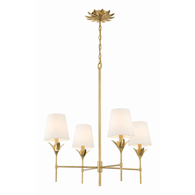 Broche 4 Light 28" Chandelier in Antique Gold
