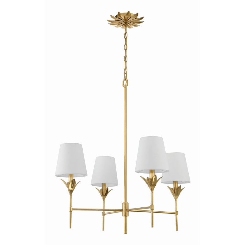 Broche 4 Light 28" Chandelier in Antique Gold