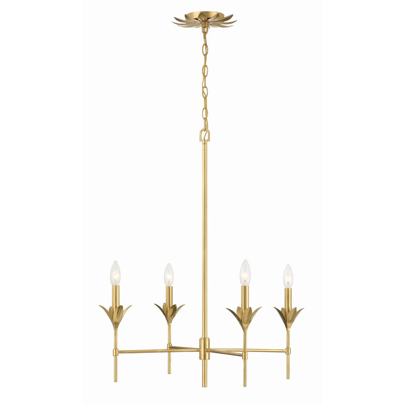 Broche 4 Light 28" Chandelier in Antique Gold