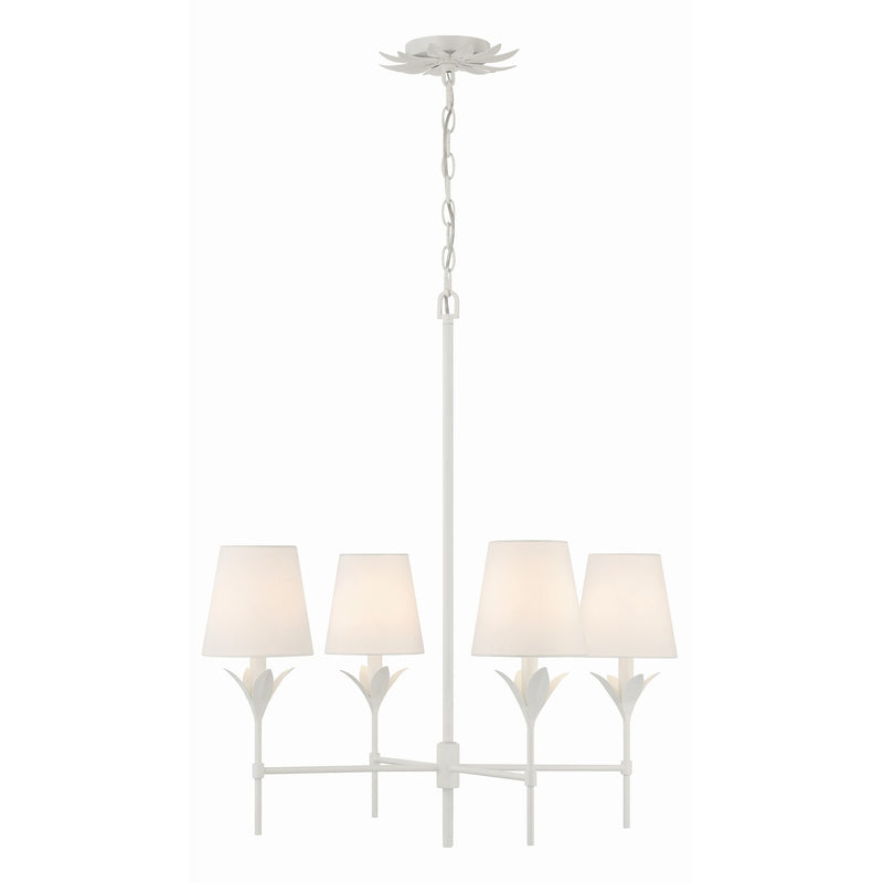 Broche 4 Light 28" Chandelier in Matte White