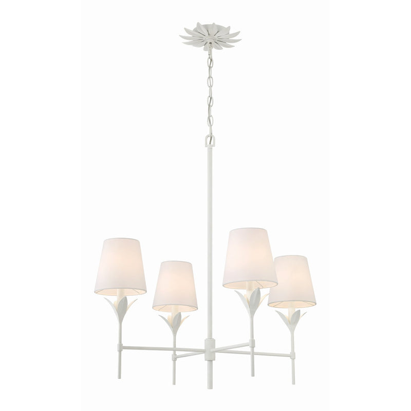 Broche 4 Light 28" Chandelier in Matte White
