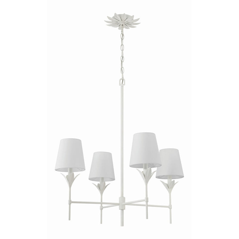 Broche 4 Light 28" Chandelier in Matte White