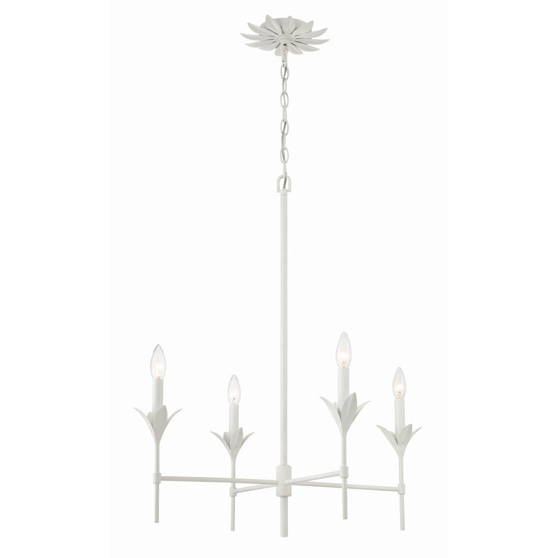 Broche 4 Light 28" Chandelier in Matte White