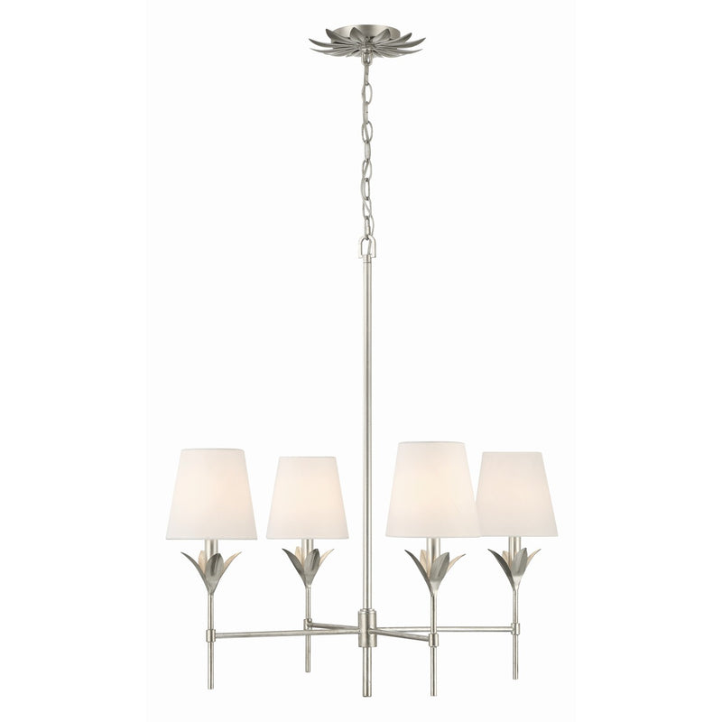 Broche 4 Light 28" Chandelier in Antique Silver