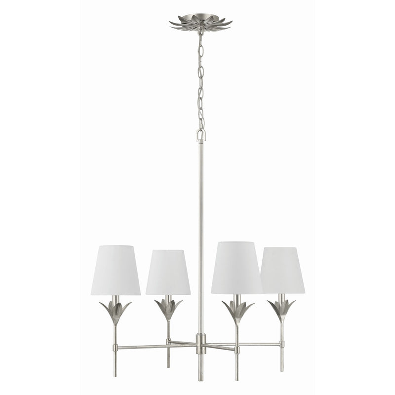 Broche 4 Light 28" Chandelier in Antique Silver