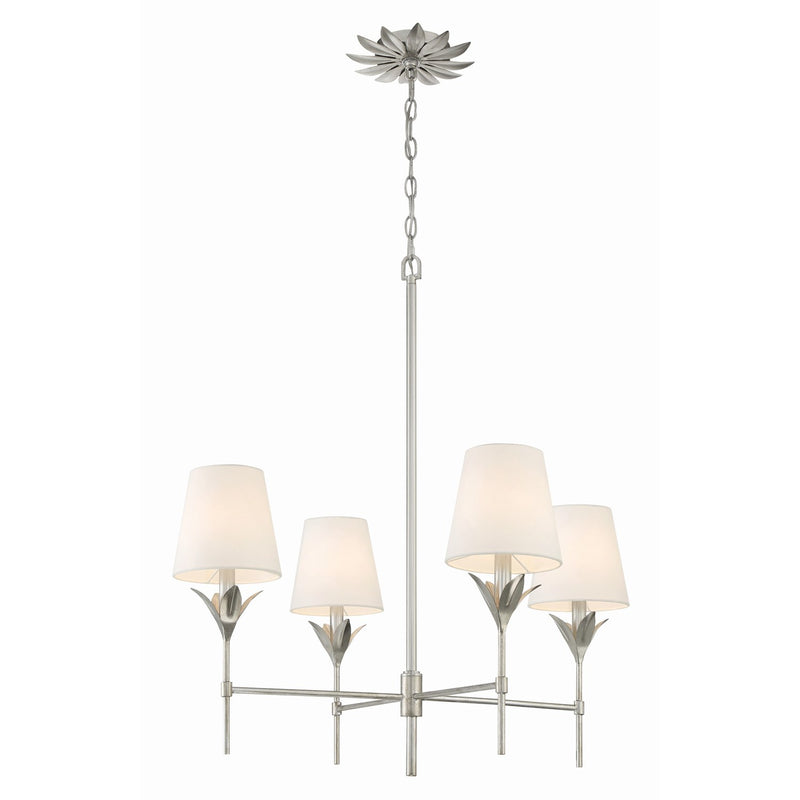 Broche 4 Light 28" Chandelier in Antique Silver
