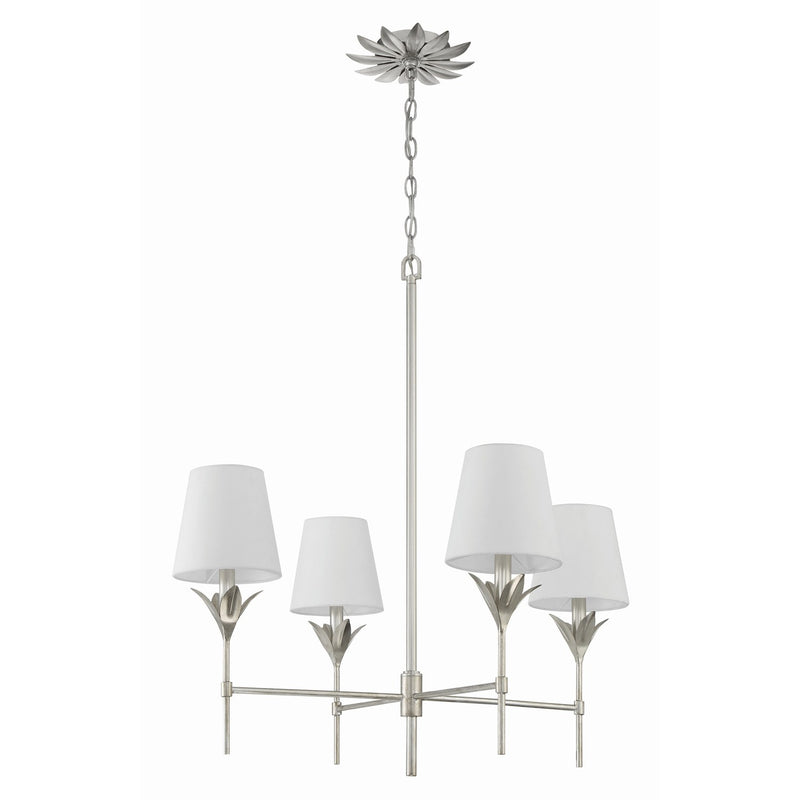 Broche 4 Light 28" Chandelier in Antique Silver
