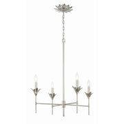 Broche 4 Light 28" Chandelier in Antique Silver