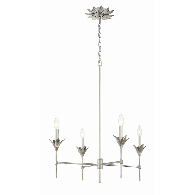 Broche 4 Light 28" Chandelier in Antique Silver