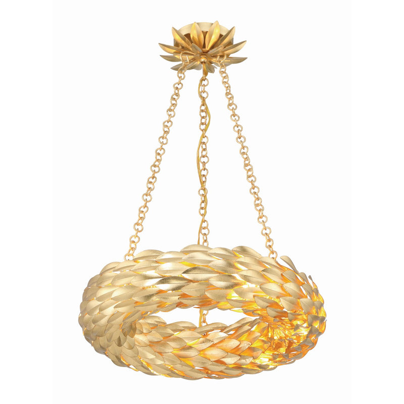 Broche 6 Light 18" LED Chandelier in Antique Gold