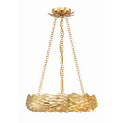 Broche 6 Light 18" LED Chandelier in Antique Gold