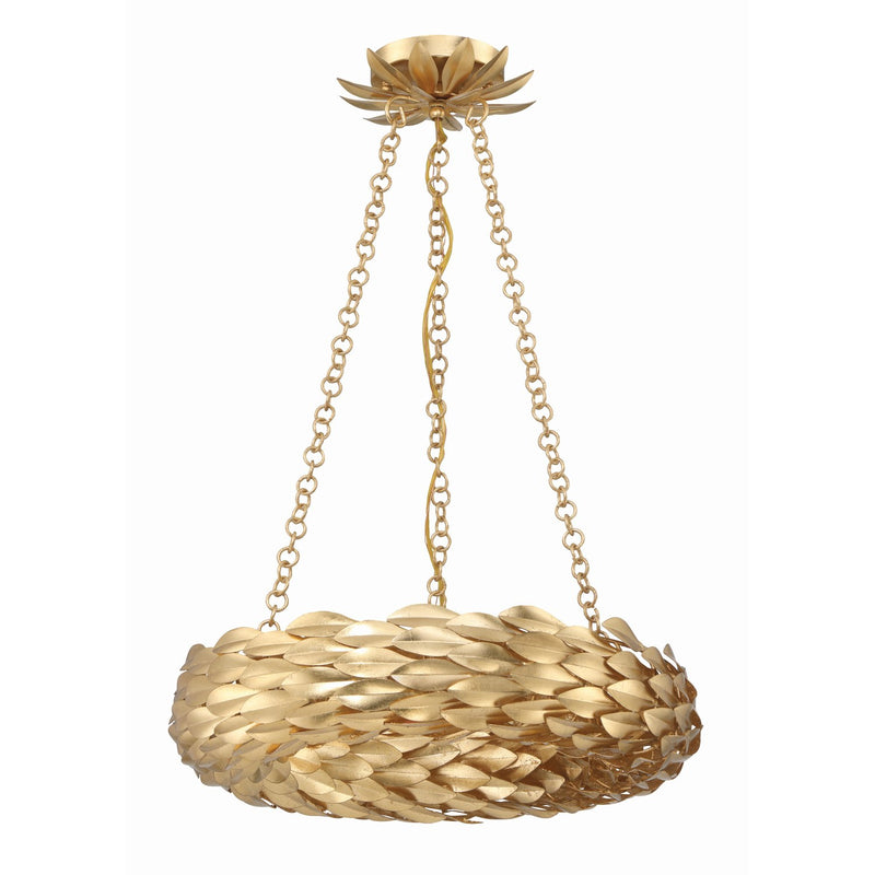 Broche 6 Light 18" LED Chandelier in Antique Gold