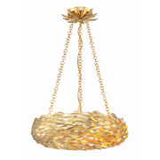 Broche 6 Light 18" LED Chandelier in Antique Gold