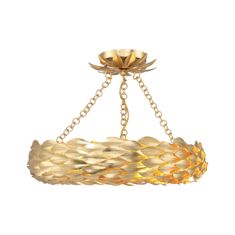 Broche 6 Light 18" LED Semi Flush Mount in Antique Gold
