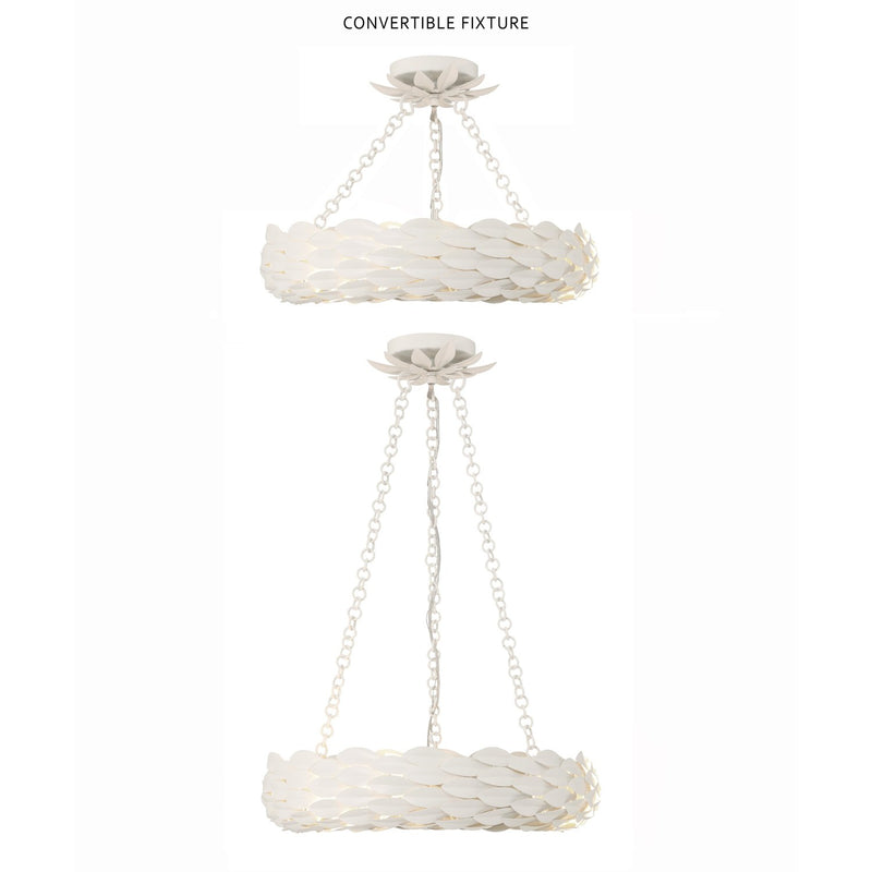 Broche 6 Light 18" LED Semi Flush Mount in Matte White