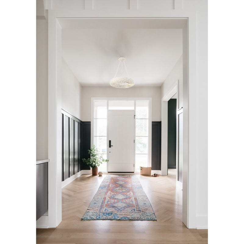 Broche 6 Light 18" LED Chandelier in Matte White in a room setting