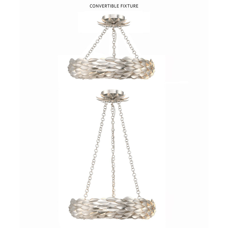 Broche 6 Light 18" LED Chandelier in Antique Silver