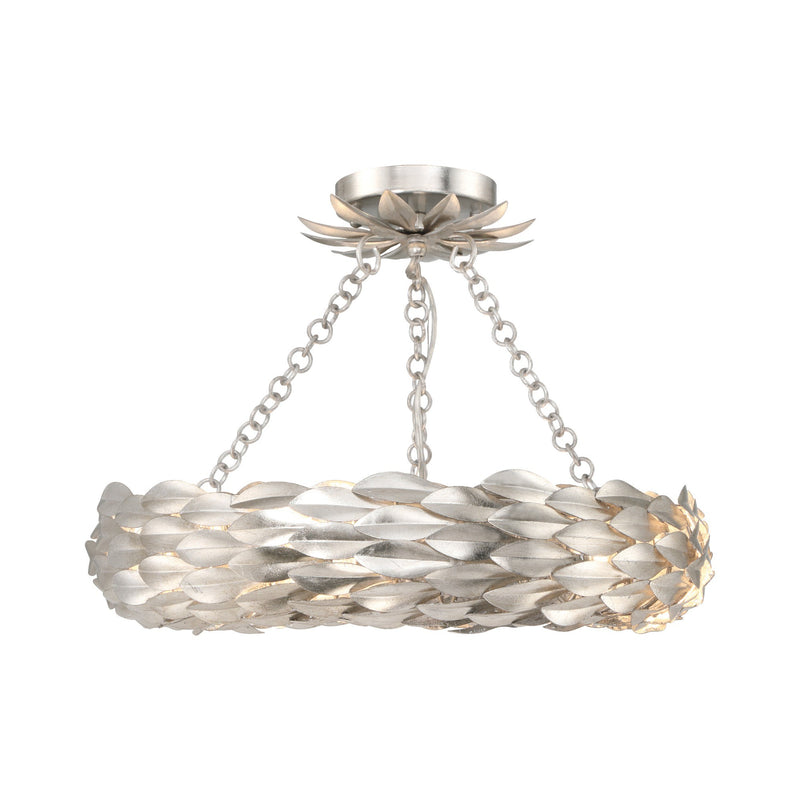 Broche 6 Light 18" LED Semi Flush Mount in Antique Silver