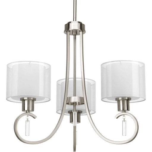 Invite Three Light Chandelier in Brushed Nickel