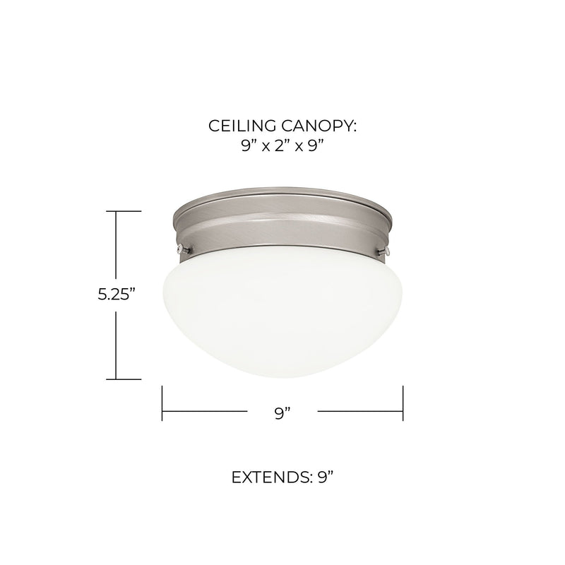 Scott 2-Light White Glass Flush Mount in Matte Nickel