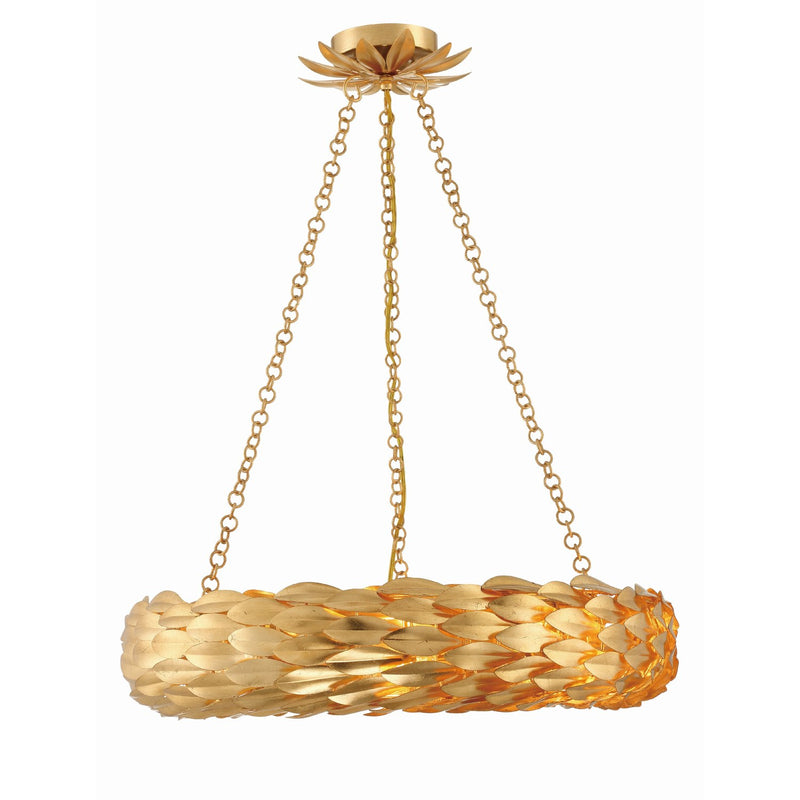 Broche 6 Light 24" Pendant in Antique Gold