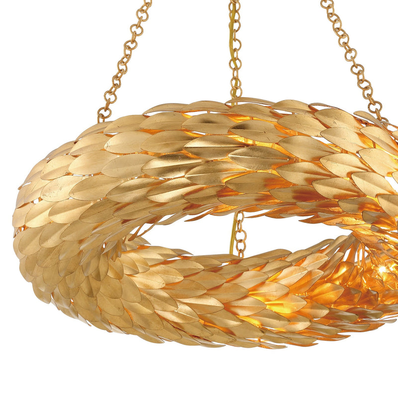 Broche 6 Light 24" Pendant in Antique Gold
