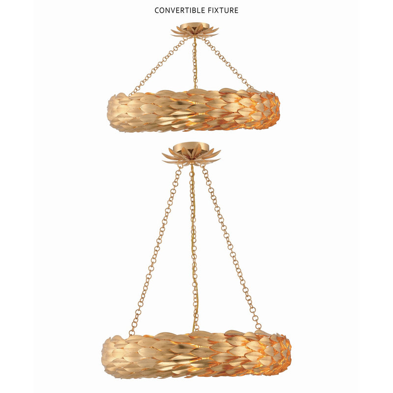Broche 6 Light 24" Pendant in Antique Gold
