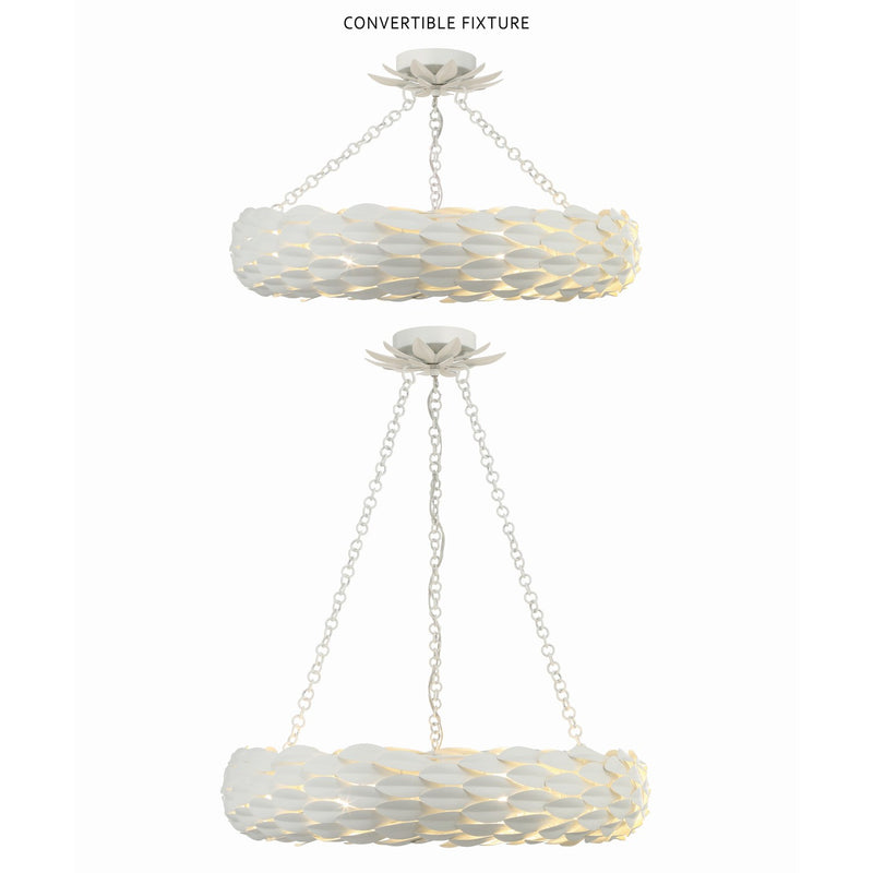 Broche 6 Light 24" Pendant in Matte White
