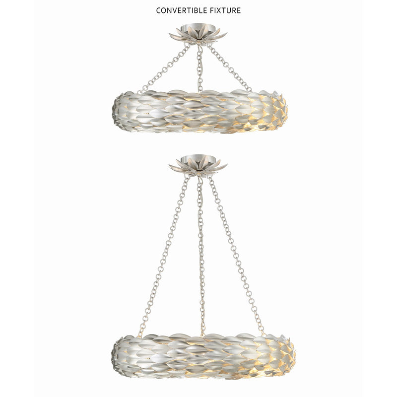 Broche 6 Light 24" Pendant in Antique Silver