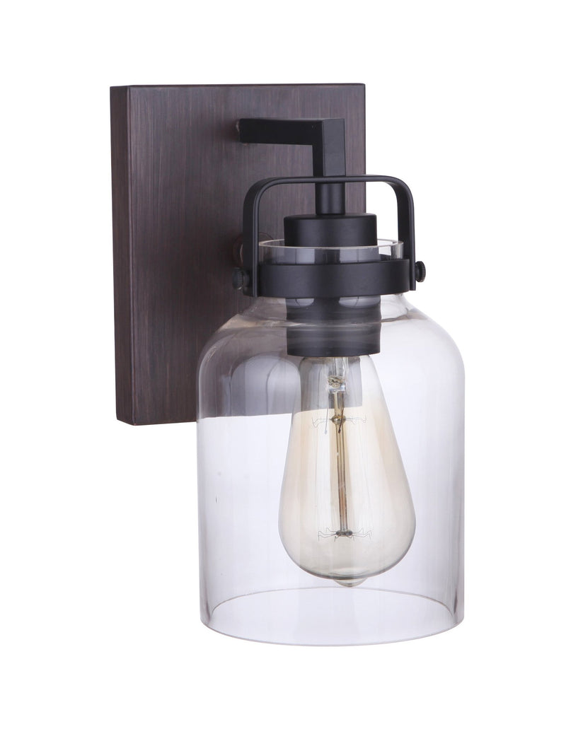 Foxwood 1 Light 6.88" Wall Sconce in Flat Black / Dark Teak