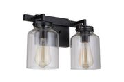 Foxwood 2 Light 12.88" Vanity in Flat Black / Dark Teak