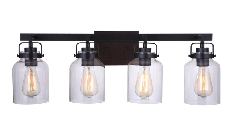 Foxwood 4 Light 28.88" Vanity in Flat Black / Dark Teak