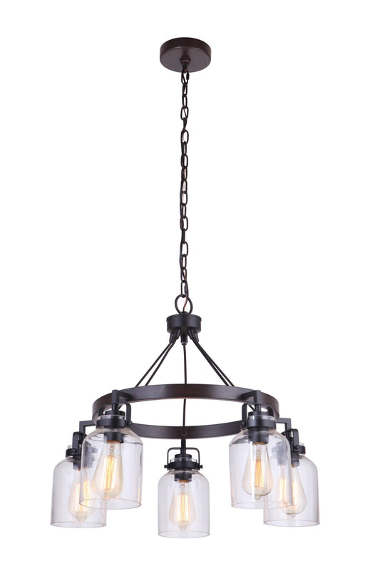 Foxwood 5 Light 24.63" Chandelier in Flat Black / Dark Teak