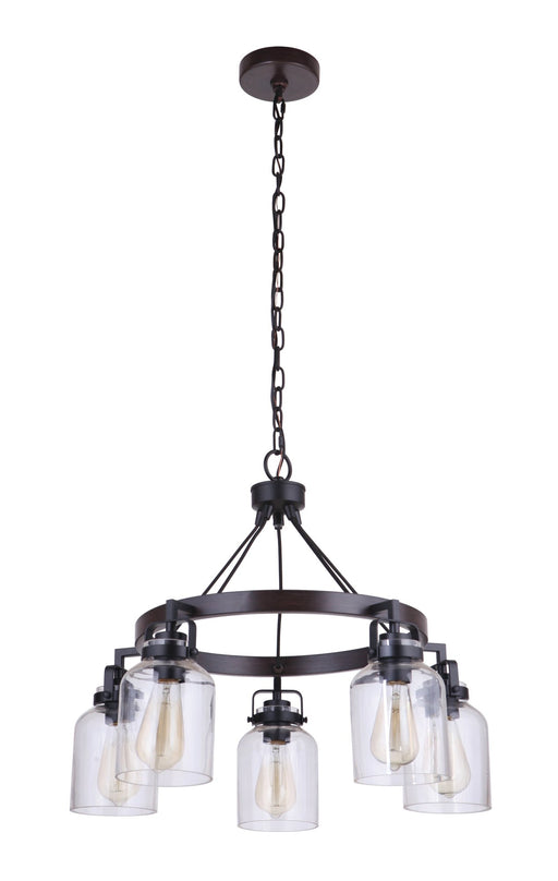 Foxwood 5 Light 24.63" Chandelier in Flat Black / Dark Teak