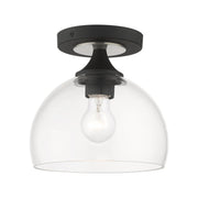 Glendon Semi-Flush Mount in Black with Brushed Nickel Finish Accents