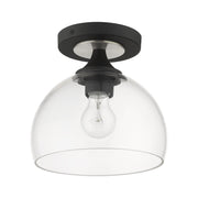 Glendon Semi-Flush Mount in Black with Brushed Nickel Finish Accents